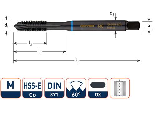 Rotec machinetap din376 m8 rvs ds