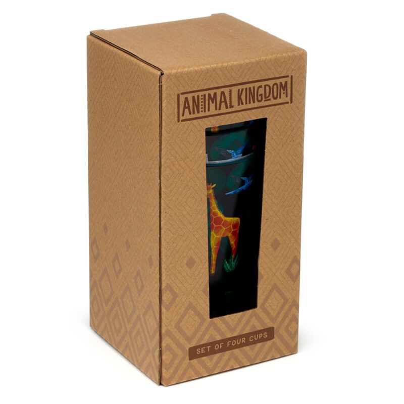 Dierenrijk set van 4 duurzame rpet picknickbekers 450ml