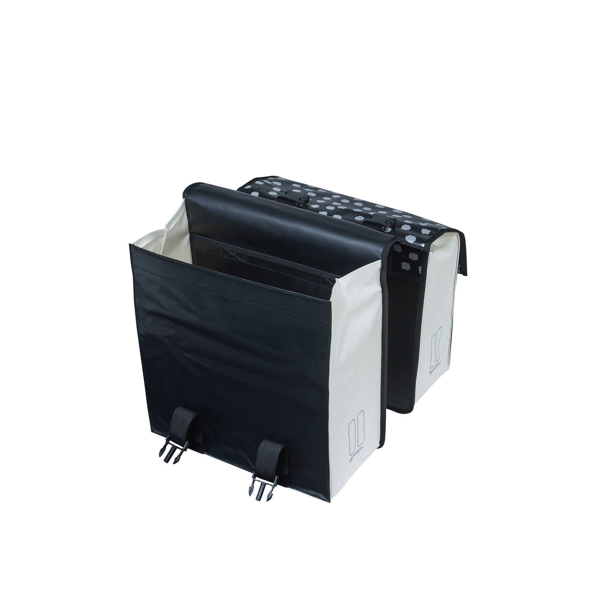 Basil Urban Load dubbele fietstas - zwart groen, waterafstotend, 53L