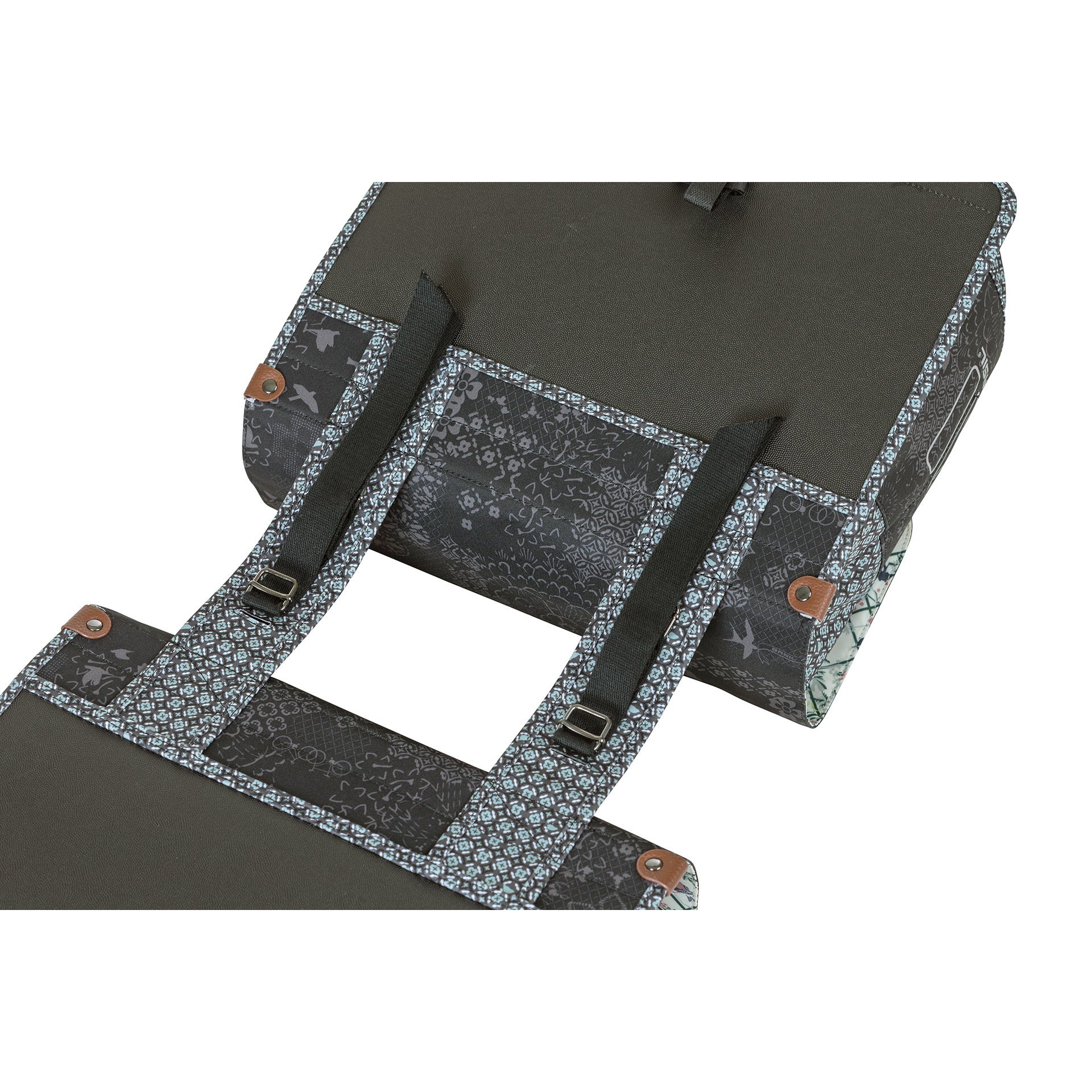 Basil Bohème Dubbele Fietstas - Zwart - 35L - Waterafstotend - Kunstleren Details