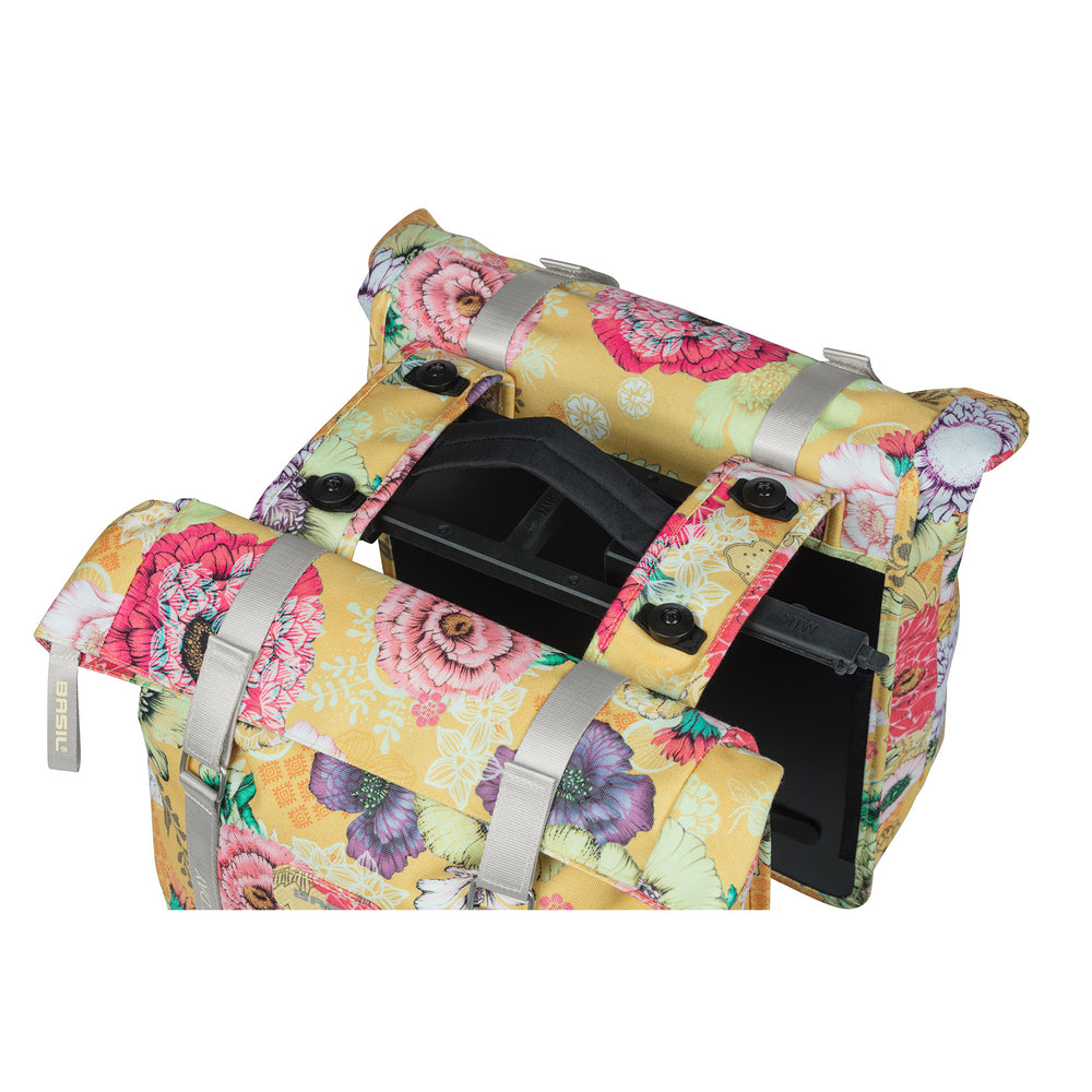 Basil Bloom Field dubbele fietstas, waterdicht, honinggeel, 35L