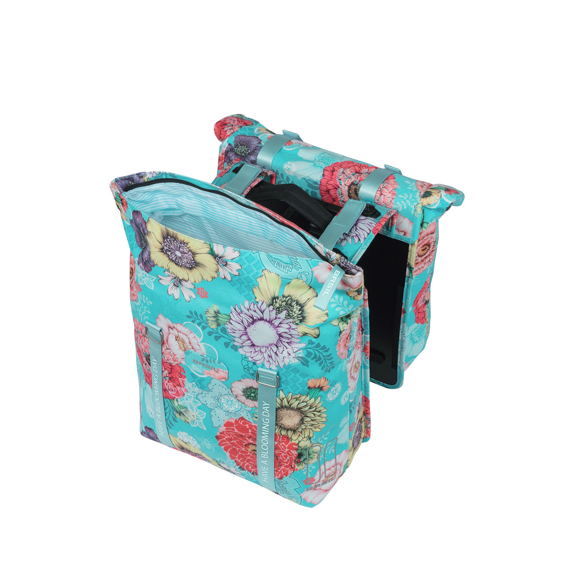 Basil Bloom Field dubbele fietstas, waterdicht, hemelsblauw, 35L