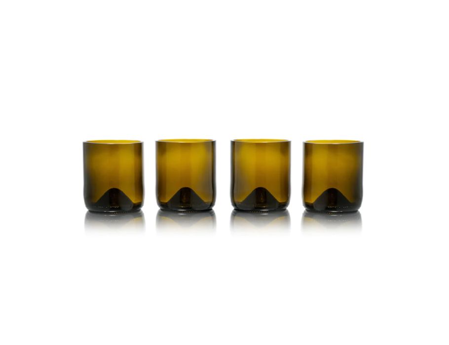 Rebottled Rebottled Glazen Short Tumbler 4-pack Olijf