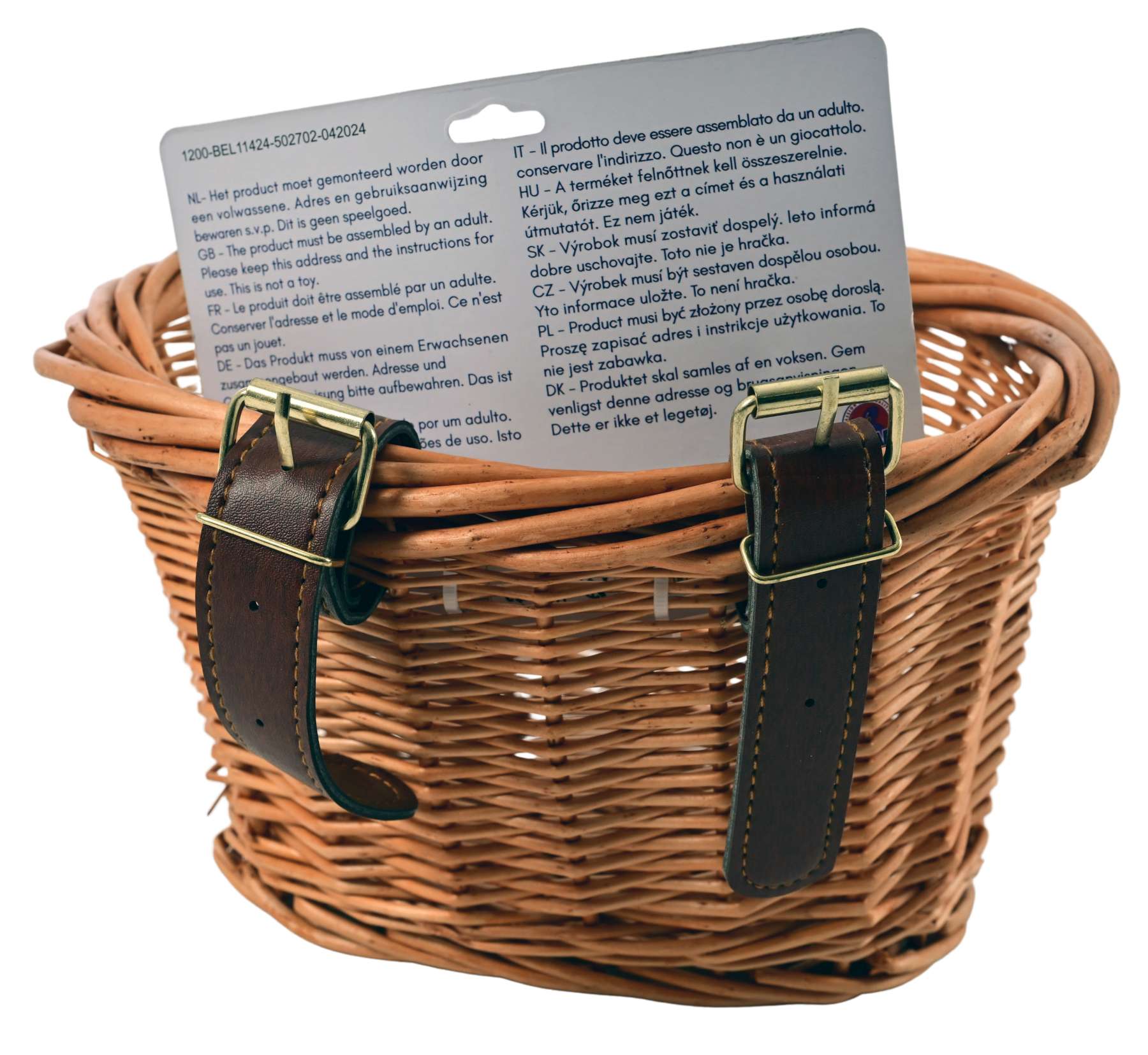 Volare rieten mandje klein met riempjes voor 12-16 inch