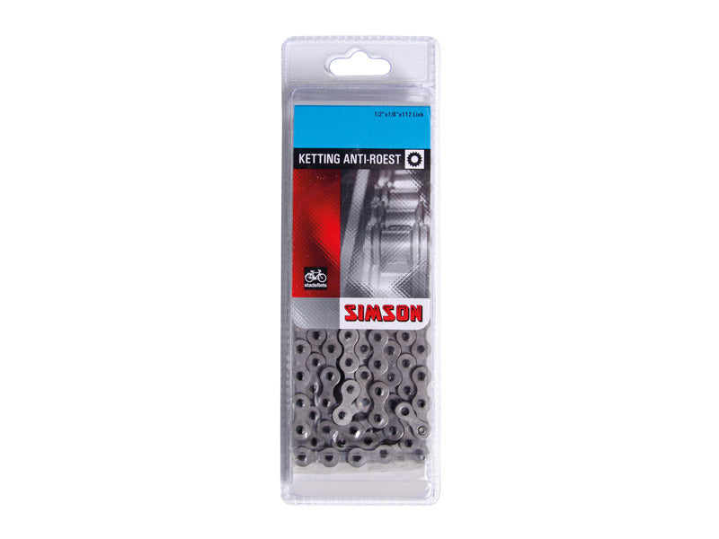 Simson Ketting Normaal Anti-roest - Fietsketting 1 2x1 8 - 112 schakels - Grijs