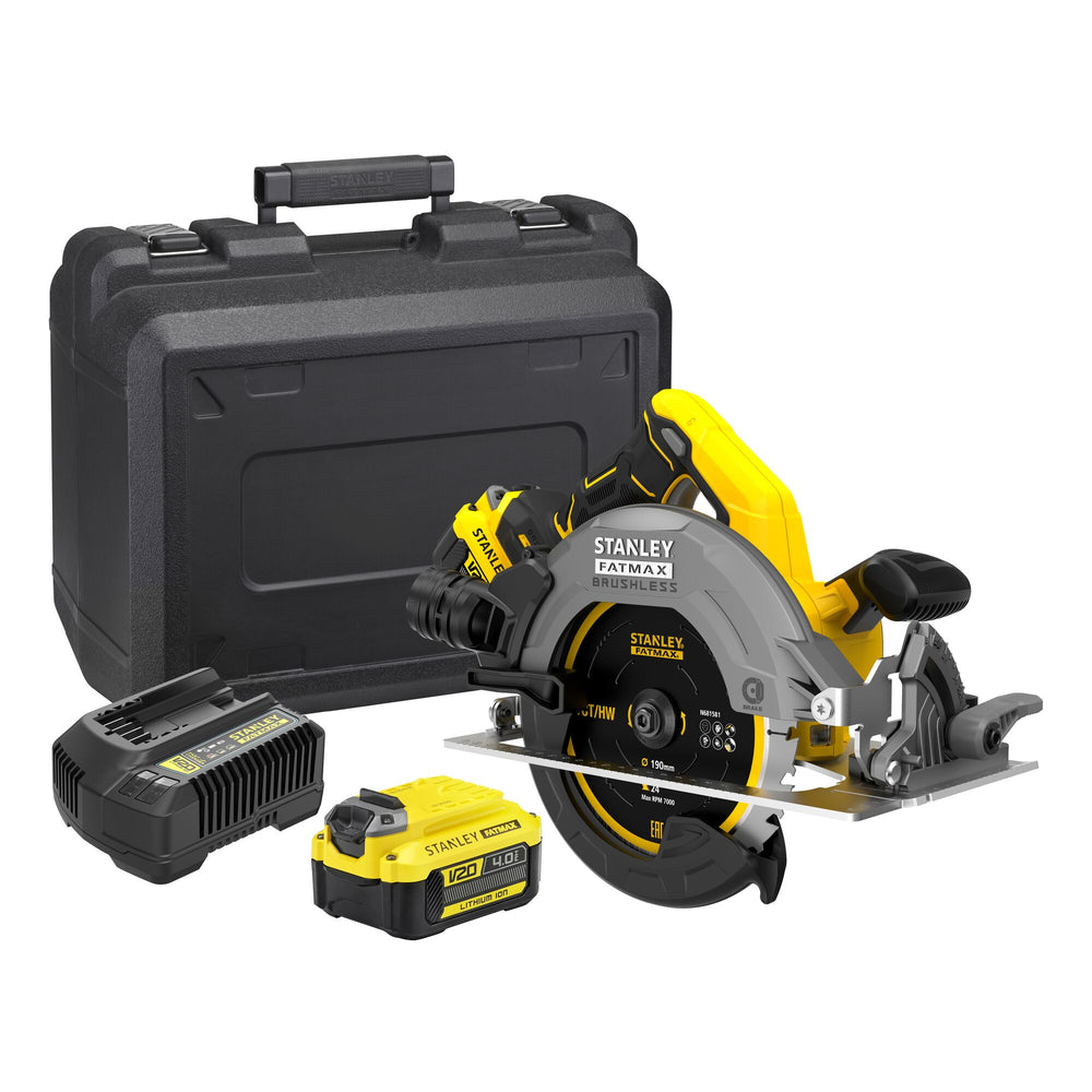 Stanley fatmax v20 18v handcirkelzaag (geel zwart, koffer, 2 accu's (2.0ah) en oplader (4a) inbegrepen)