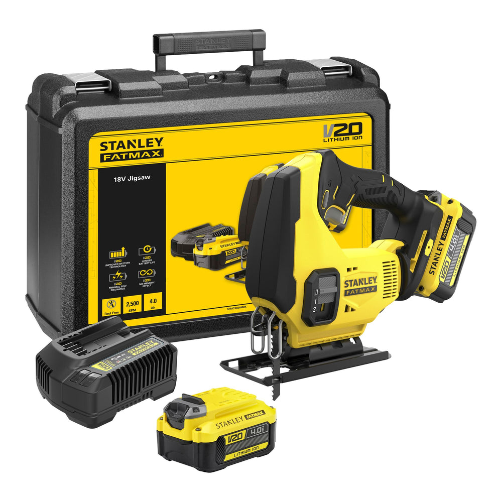 Stanley sfmcs600m2k fatmax® v20 accu decoupeerzaag 18v 4.0ah in koffer