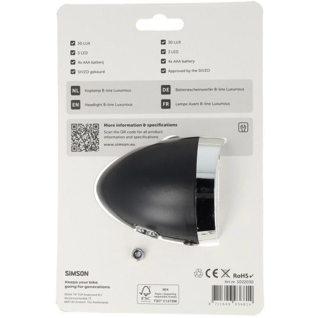Simson koplamp classic luxurious batterij