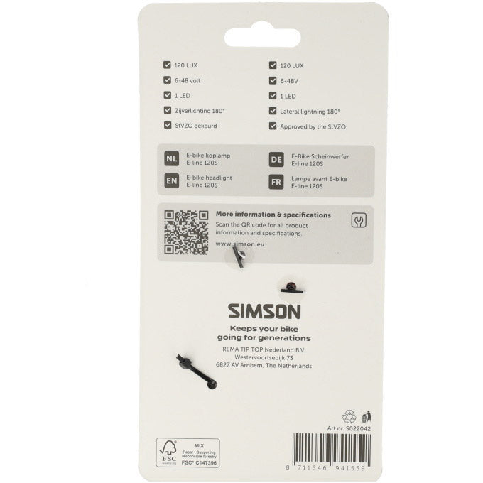 Simson koplamp aurora e-line 120s - e-bike (ebike)
