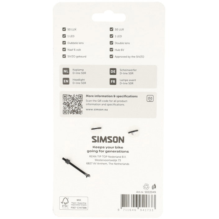 Simson koplamp aurora d-line 50r - dynamo