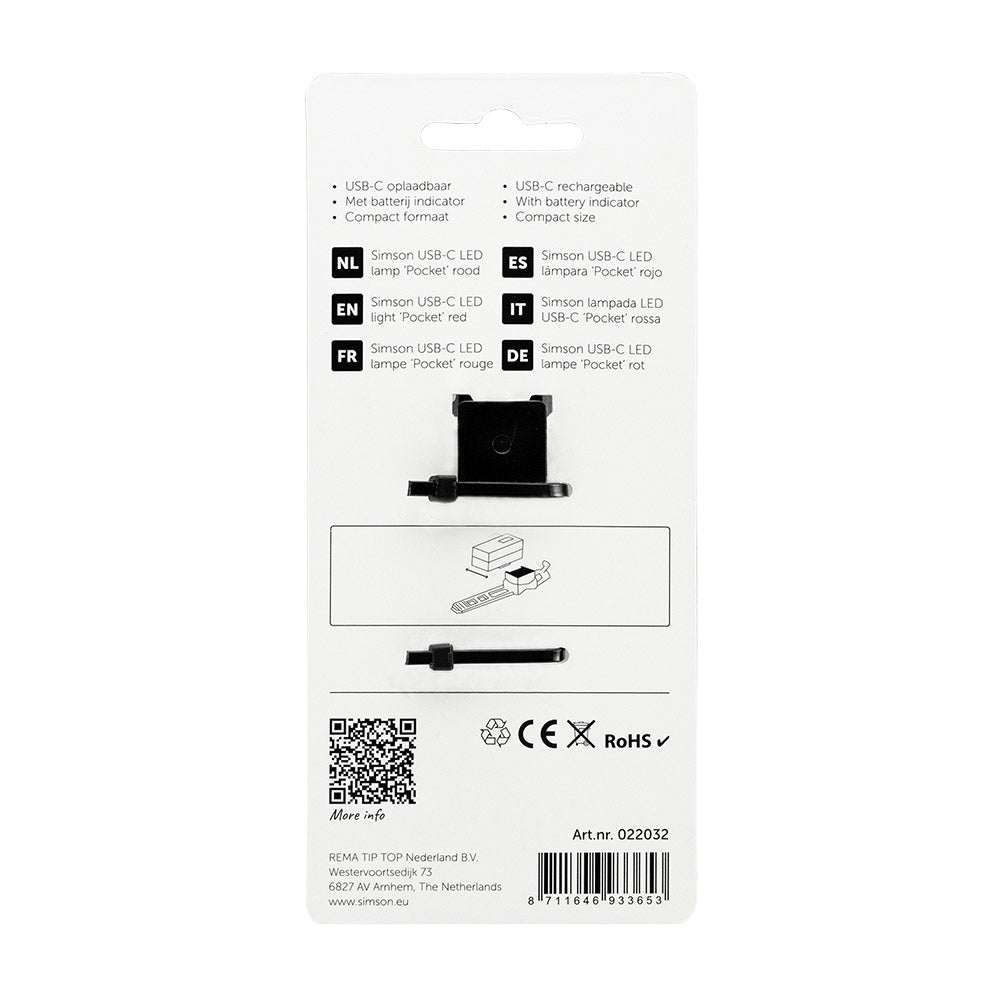 Simson achterlicht pocket usb-c rood