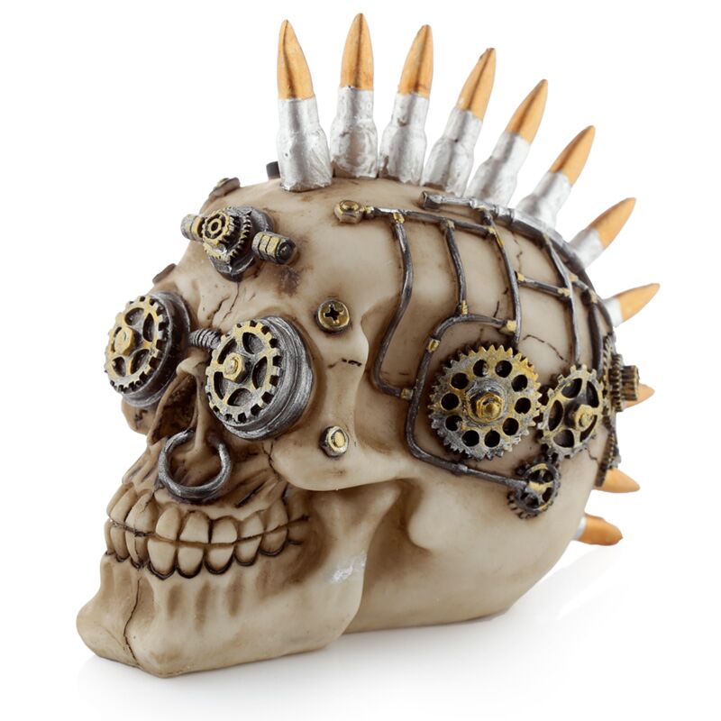 Steampunk-stijl schedel met kogel mohican woonaccessoire