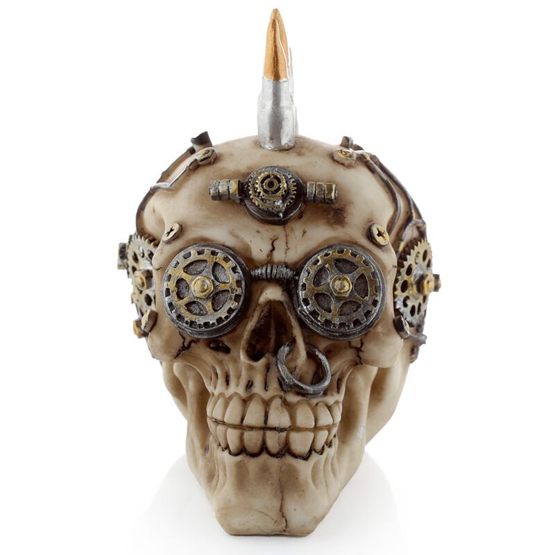 Steampunk-stijl schedel met kogel mohican woonaccessoire
