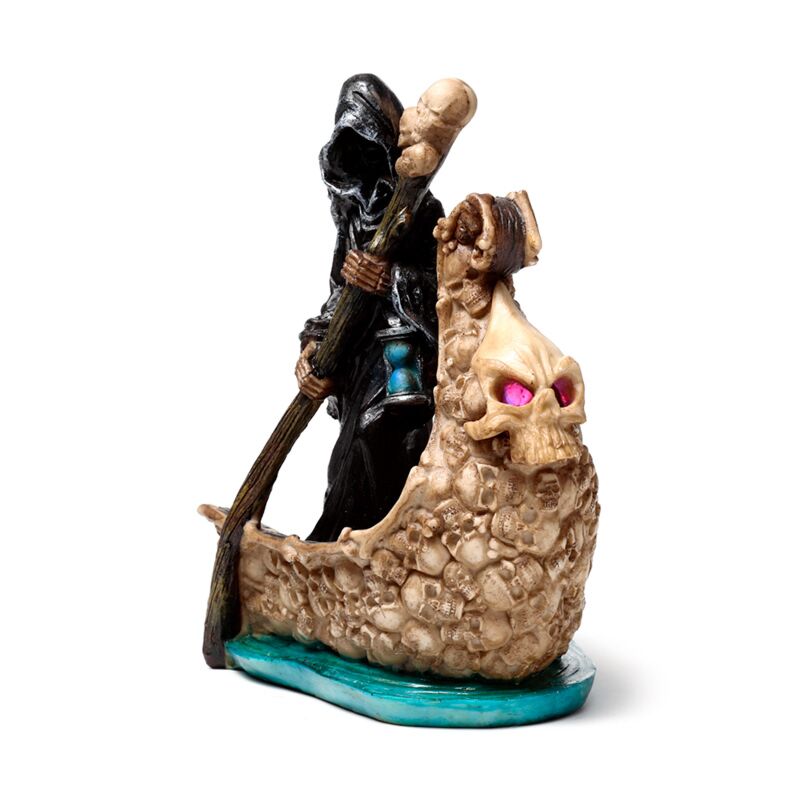 The reaper of death led boat of skulls