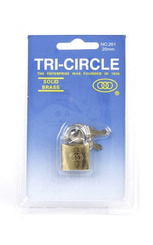 Tri-circle hangslot 20 mm met 3 sleutels blister
