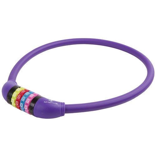 M-wave cijfer-kabelslot siliconen paars 65cm12mm