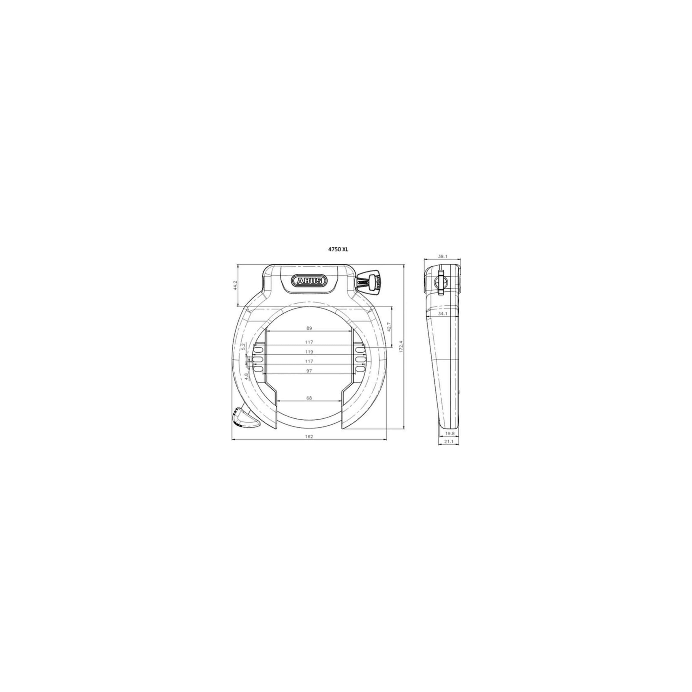 Abus Frame ringslot Amparo 4750XL R. Beveiligingsniveau 9. Met grote wielopening