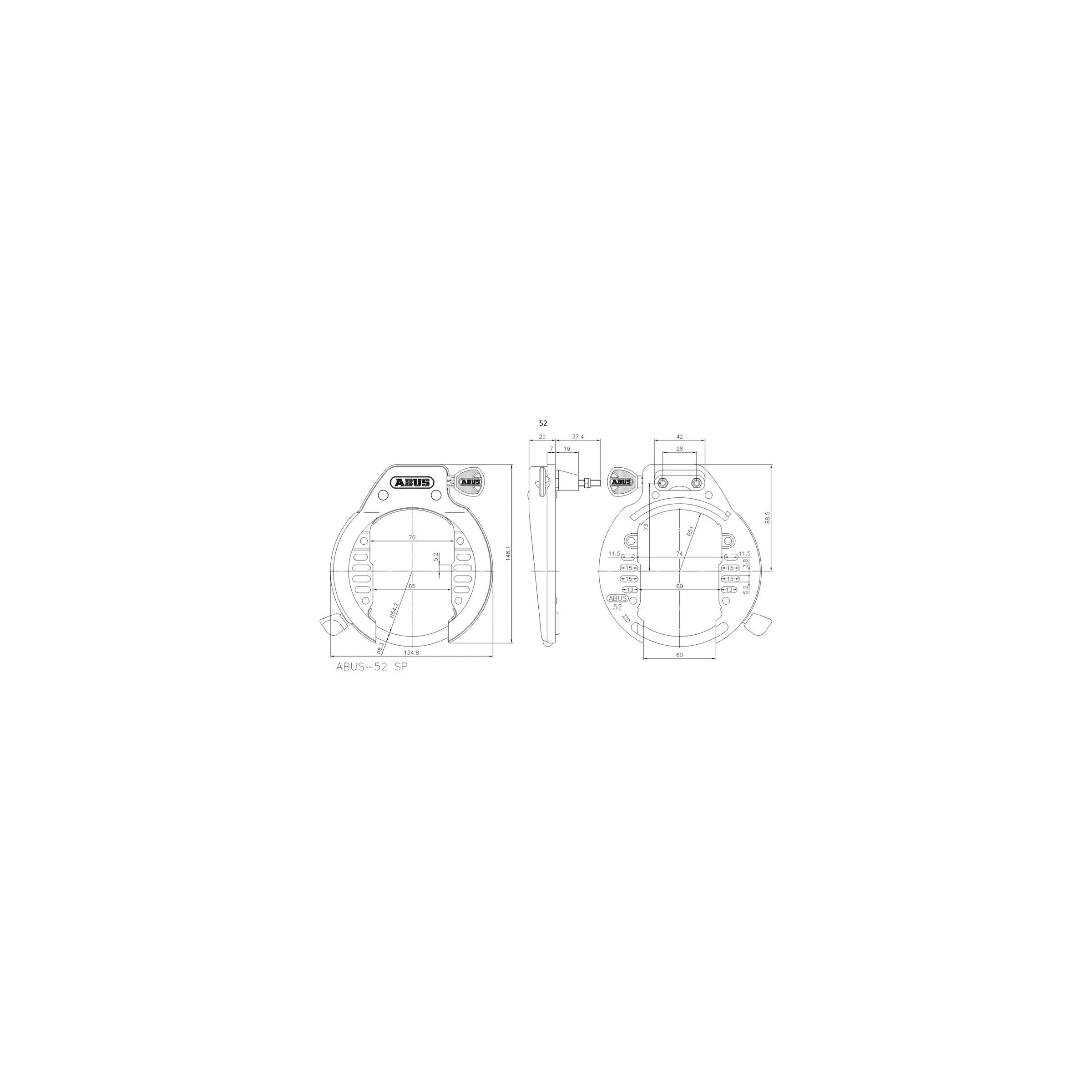 Abus ringslot 52 lh oem