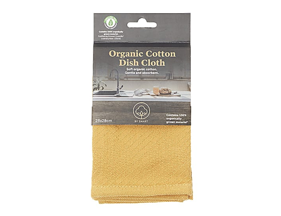Slimme keukenvaatdoek - 28x28 - mosterd - biokatoen