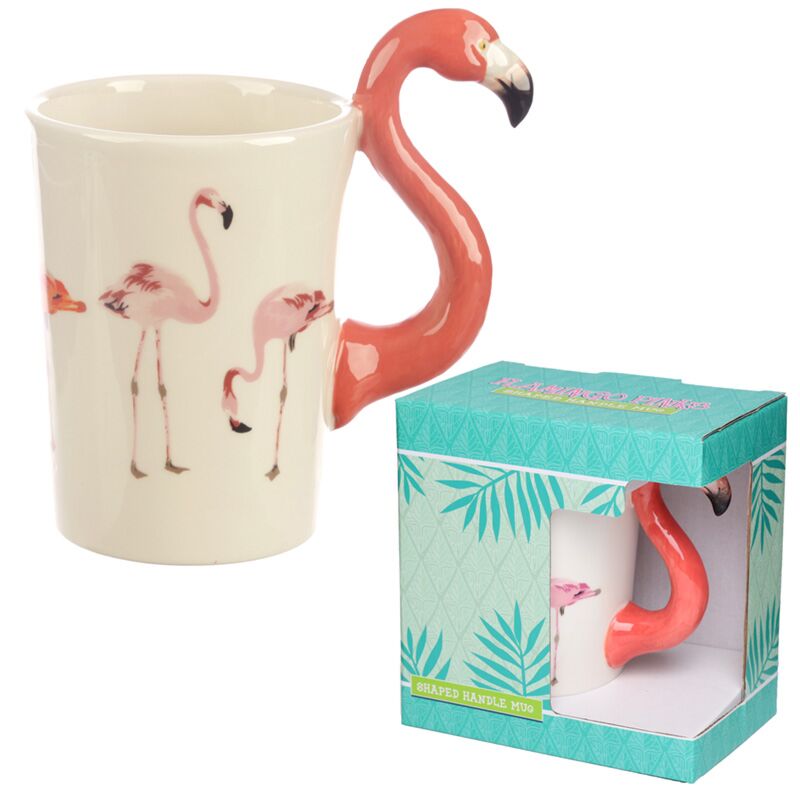 Flamingo roze - gevormd handvat keramiek mok