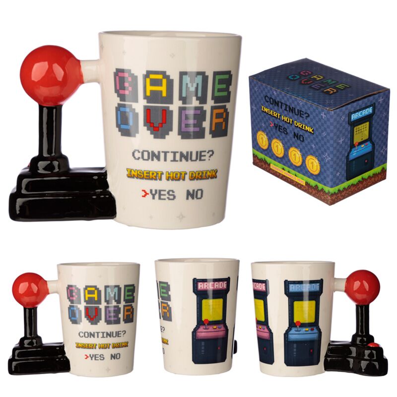 Game over joystick - gevormd handvat keramiek mok