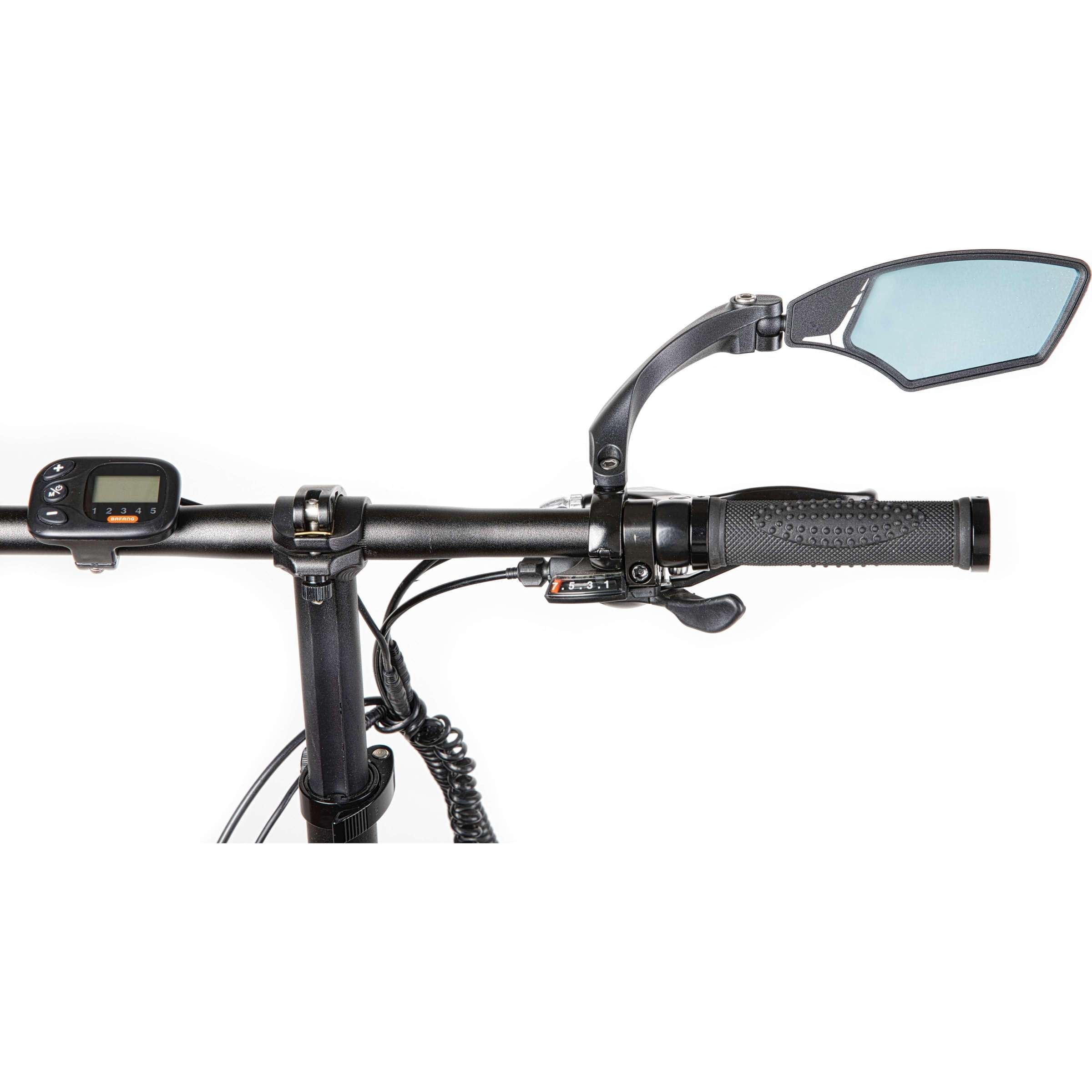 Miroir Mirage droit avec verre légèrement obscurcissant - multi-réglable pour speed pedelec (sur carte)