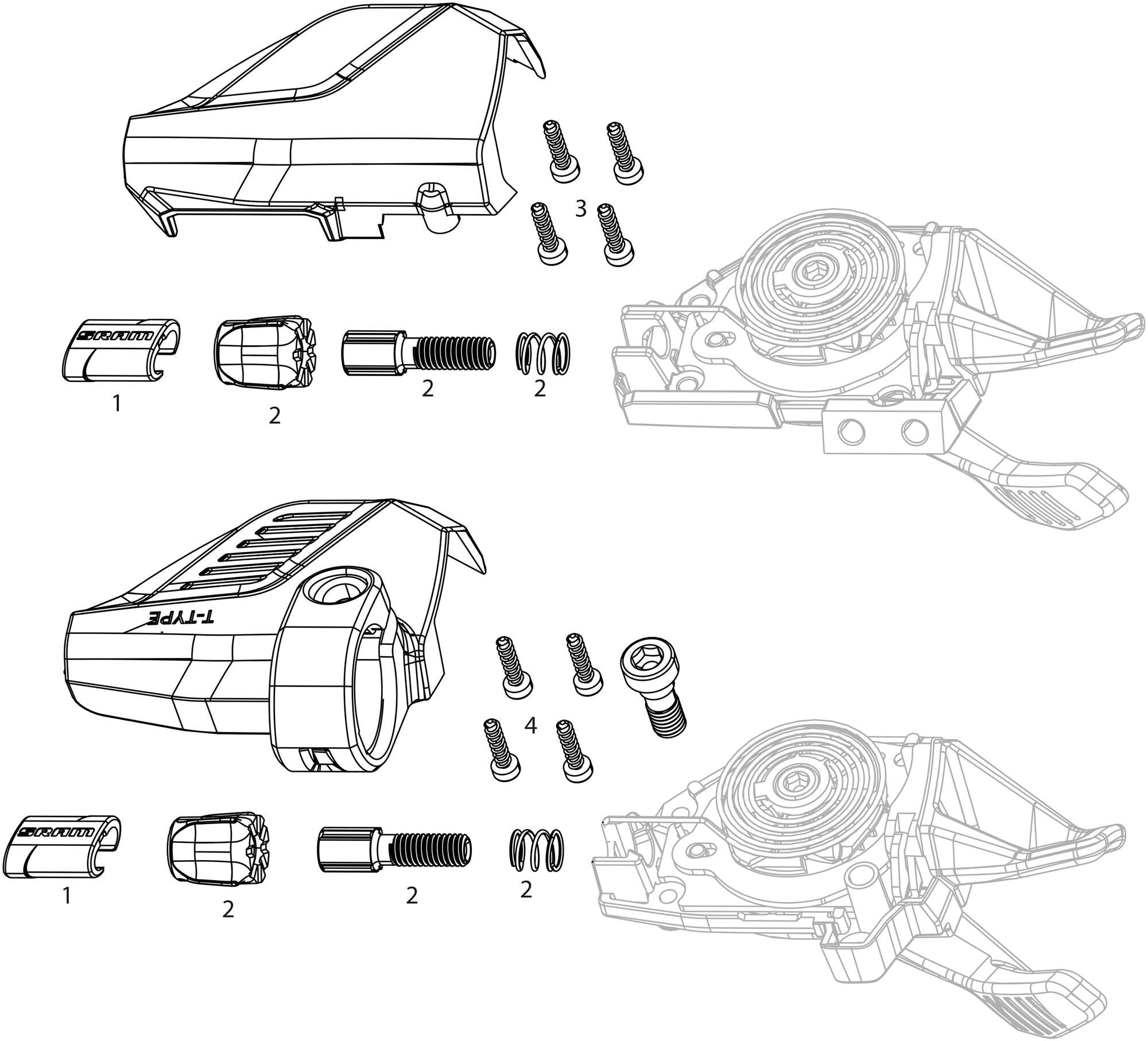 Sram duimversteller eagle 90 transmission thumb shifter e 90 t-type 12-fach