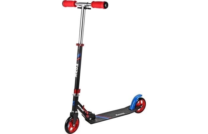 Trottinette enfant 2 roues pliable 125 mm frein à pied noir/rouge