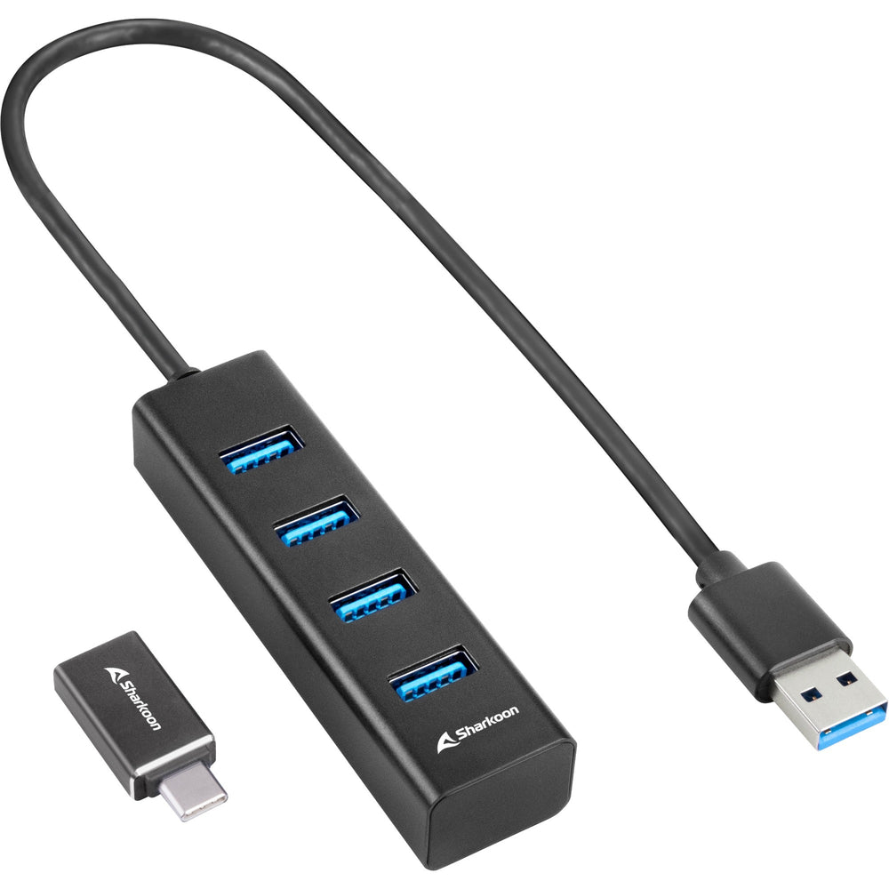 Sharkoon Sharkoon 4-poorts USB 3.2 Gen 1 aluminium hub