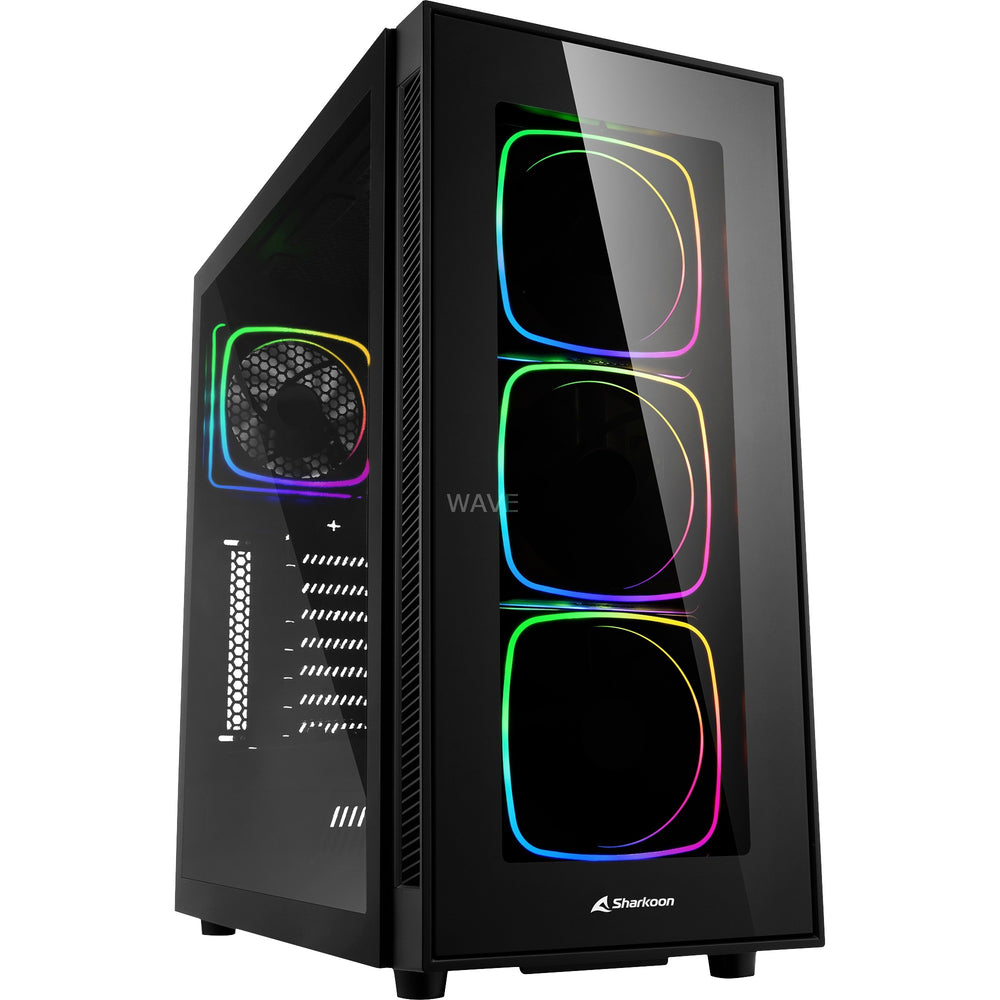 Sharkoon tg6 rgb midi tower behuizing (zwart | 4x usb-a | rgb | tempered glass)