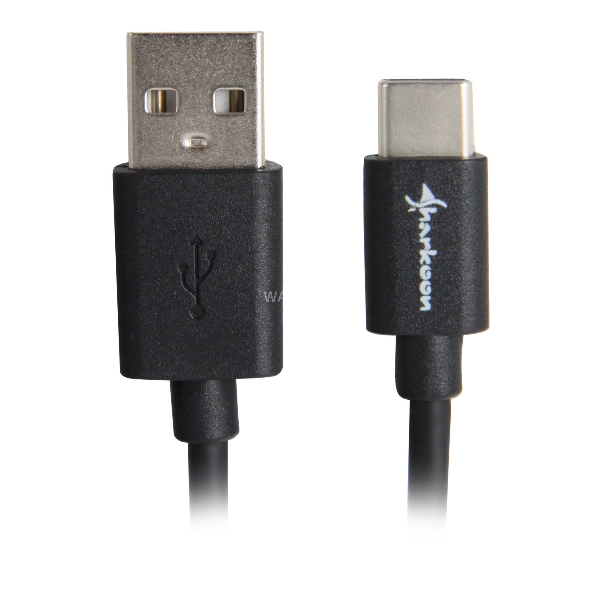 Sharkoon usb-a 2.0 - usb-c kabel (zwart, 0,5 meter )
