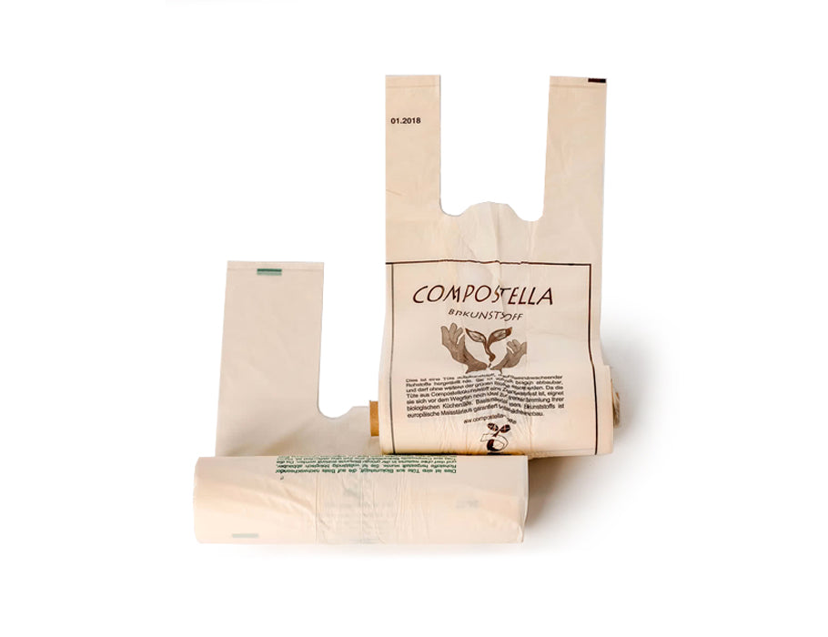 Compostella boodschappentasjes bioplastic 24l - 100 stuks op rol