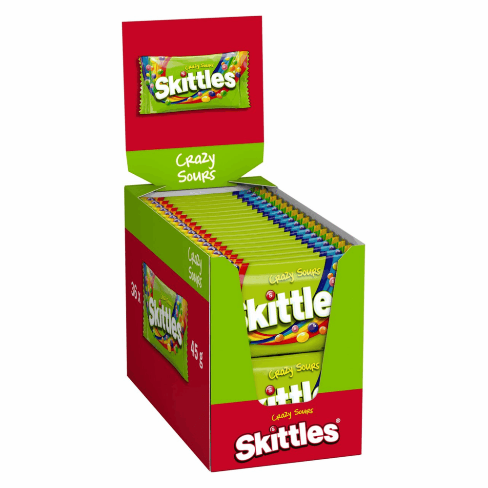 Skittles crazy sours zakje (36x 45gr)