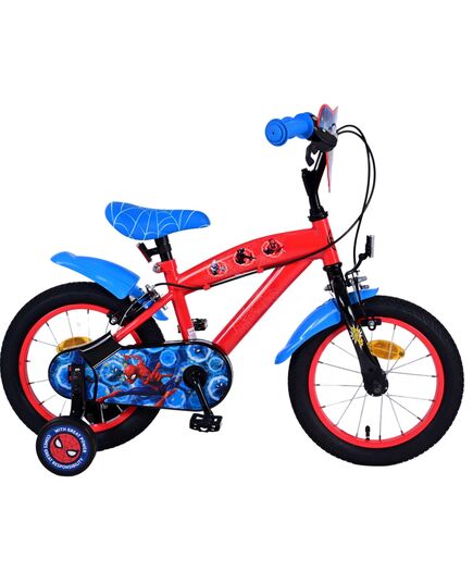 Spiderman ultieme spider-man kinderfiets - jongens - 14 inch - blauw rood - twee handremmen