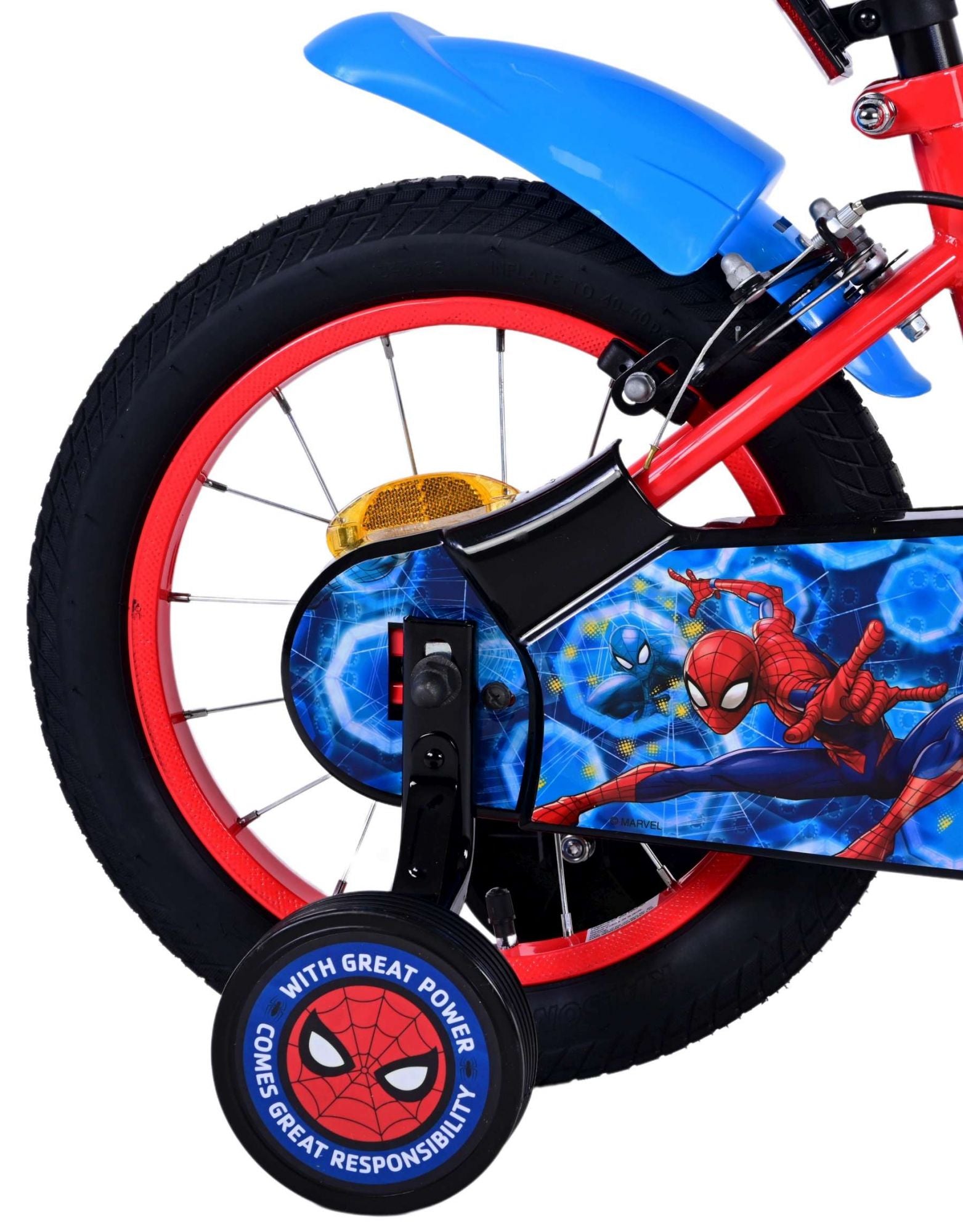 Spiderman ultieme spider-man kinderfiets - jongens - 14 inch - blauw rood - twee handremmen