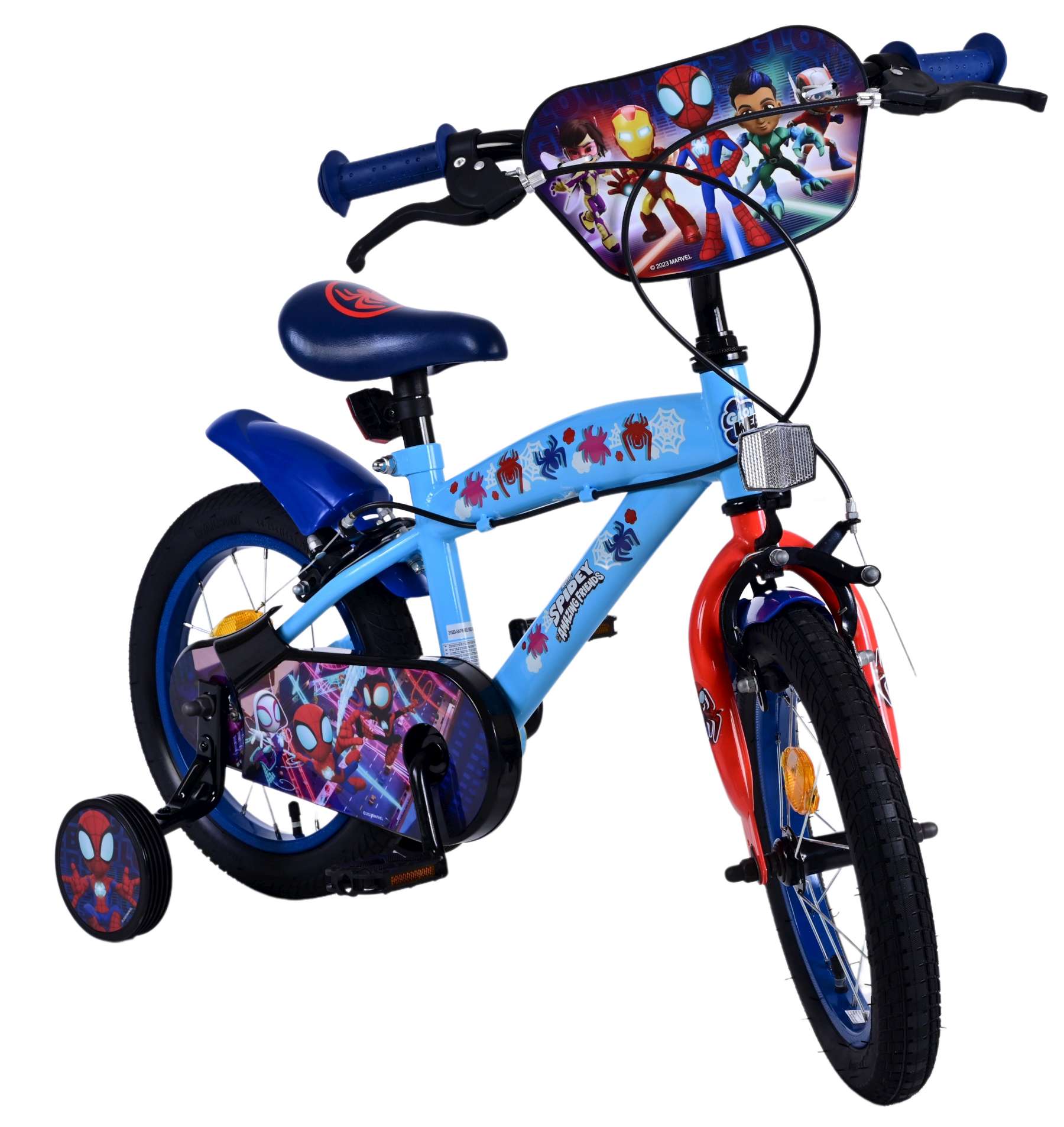 Spidey Kinderfiets - Jongens - 14 inch - Blauw - Twee handremmen