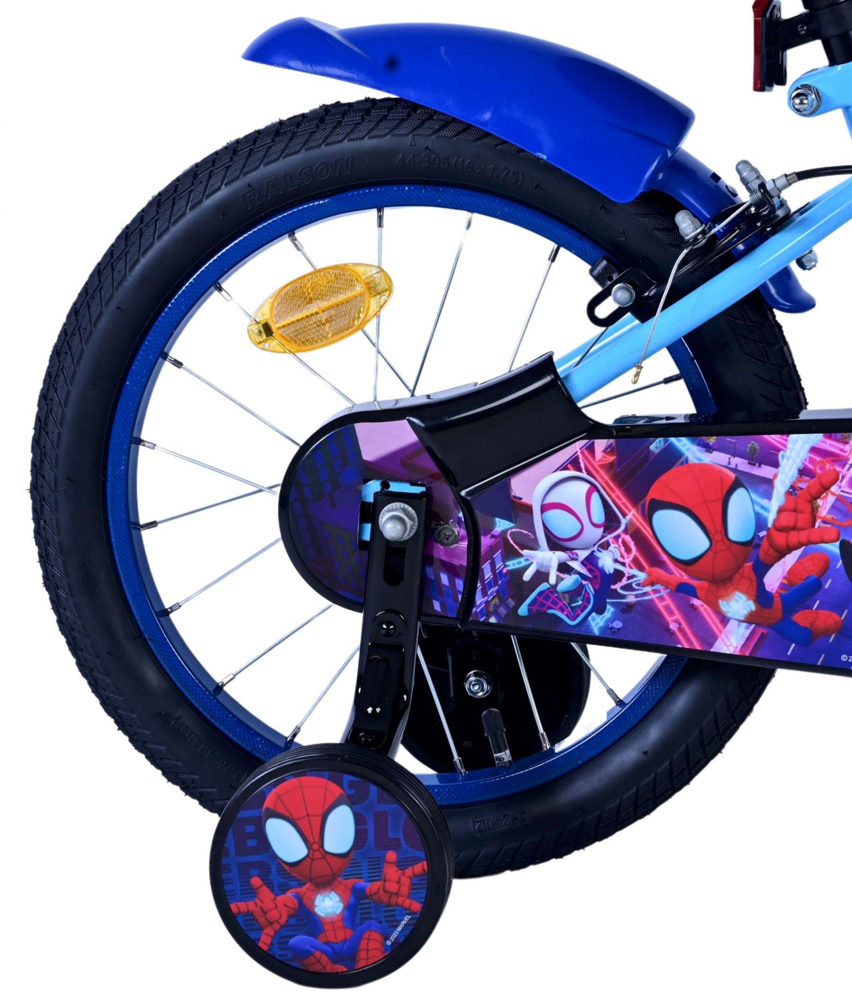Spidey en zijn geweldige vrienden spidey kinderfiets - jongens - 16 inch - blauw - twee handremmen
