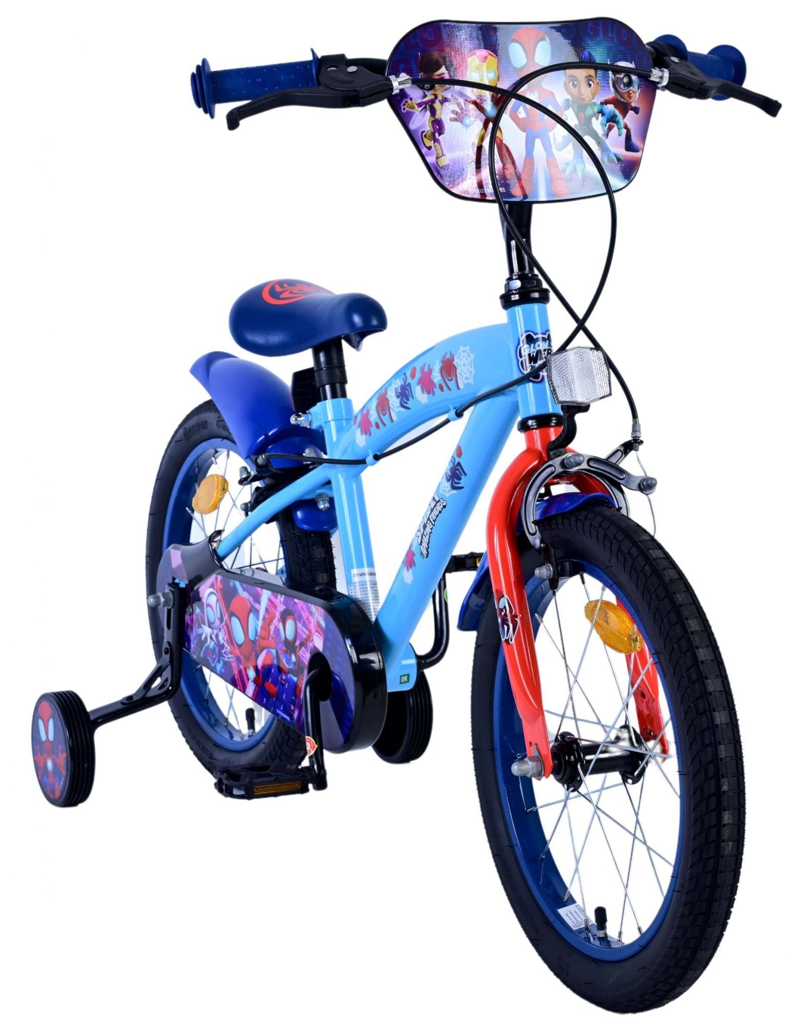 Spidey en zijn geweldige vrienden spidey kinderfiets - jongens - 16 inch - blauw - twee handremmen