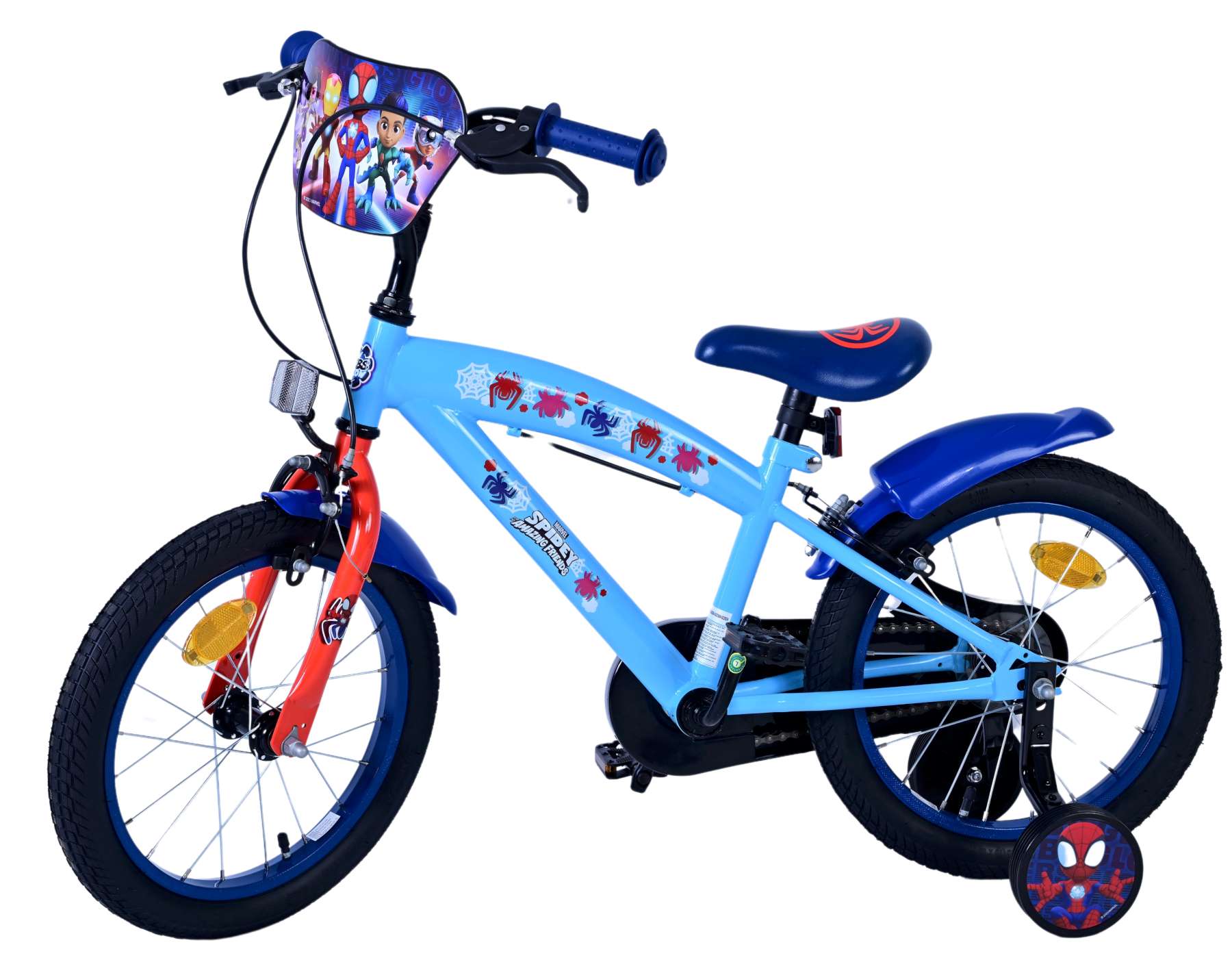 Spidey en zijn geweldige vrienden spidey kinderfiets - jongens - 16 inch - blauw - twee handremmen