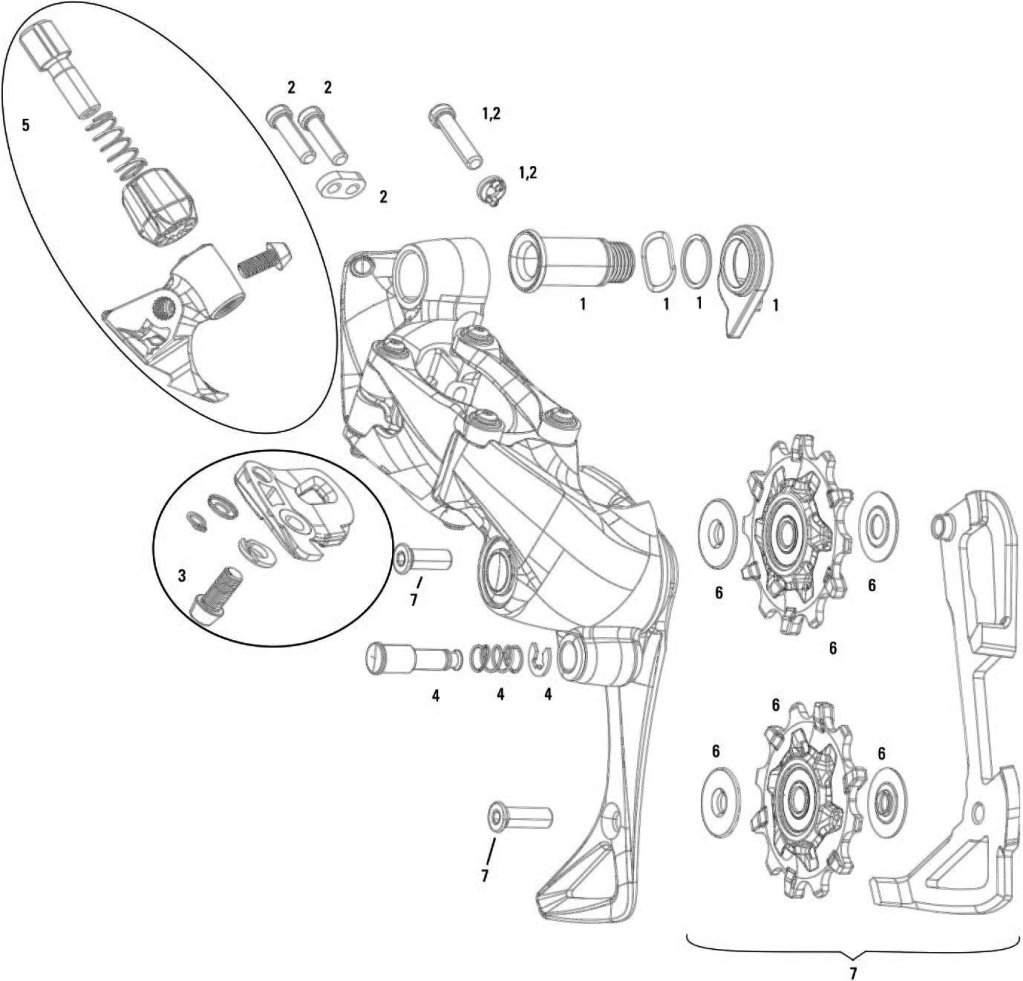 Sram achterderailleur force 1 rear derail. force 1 11-sp.,alu
