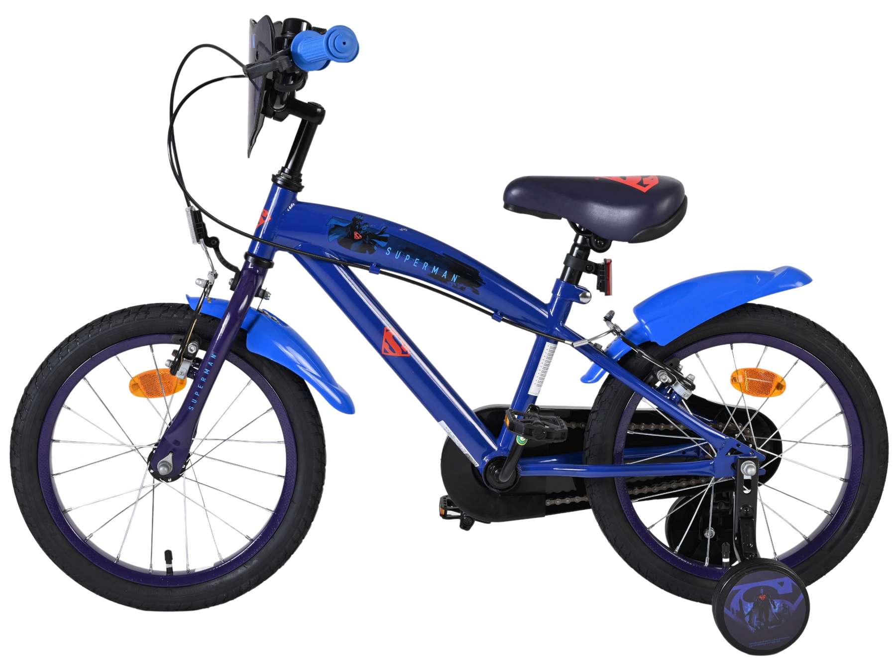 Volare superman kinderfiets - jongens - 16 inch - blauw - twee handremmen