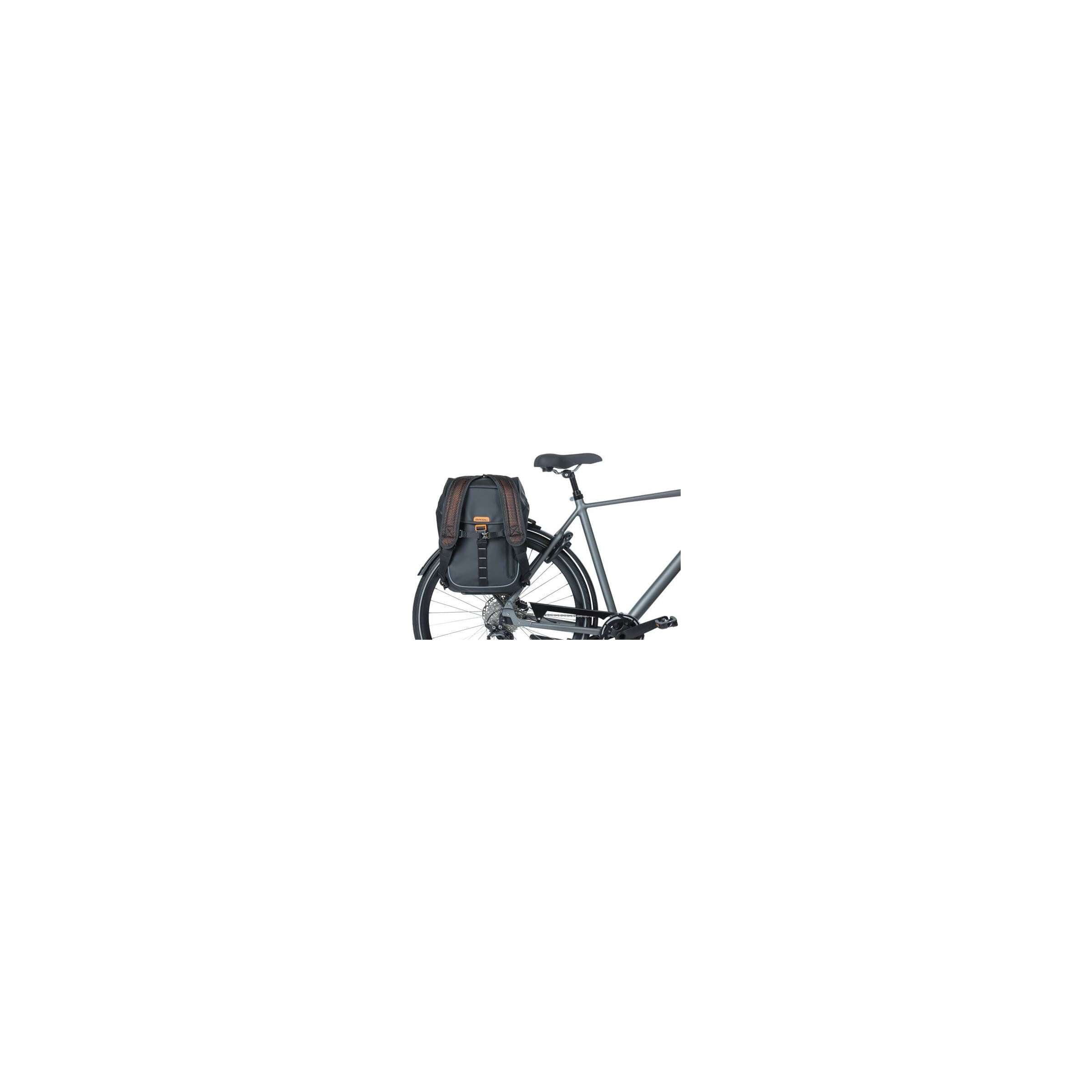 Basil Miles Tarpaulin Bicycle Backpack - Waterproof Black Backpack for Men and Women, 17 Liter Capacity