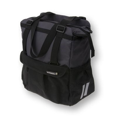 Basil Shopper XL - sporty and trendy bike bag for groceries and the beach, black anthracite, 20L