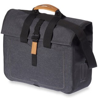 Basil Urban Dry Business Bag - waterdichte fietsschoudertas, 20L inhoud, houtskool melee