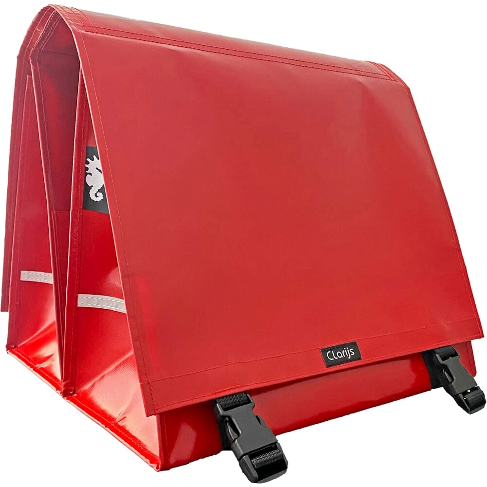 Clarijs fietstas dubbel xl pvc 46l met afgesloten rood