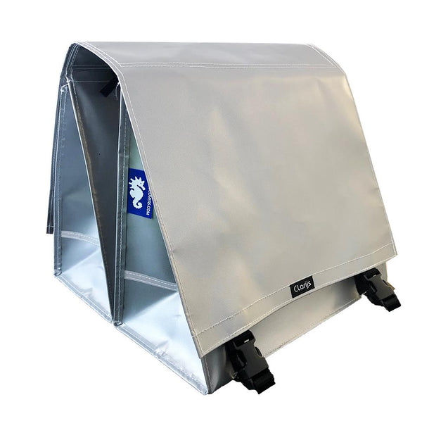 Clarijs fietstas dubbel l pvc 40l met uitsparing zilver