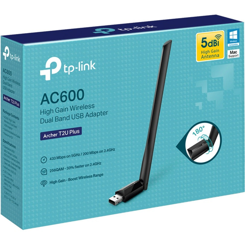 TP-Link Archer T2U Plus AC600 Draadloze High-gain Dual-ban