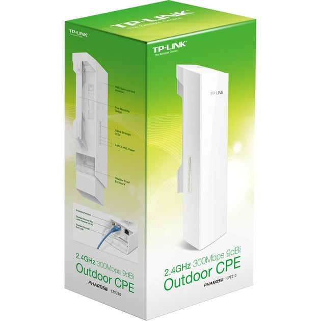 Tp-link cpe210 - 2.4ghz 300mbps 9dbi outdoor cpe access point (wit)
