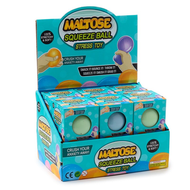Maltose knijpbare glow in the dark stressbal