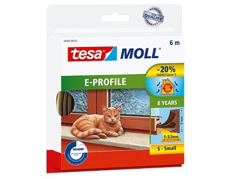 Tesa tochtband - e profiel - 6m x 1,0-3,5mm - wit